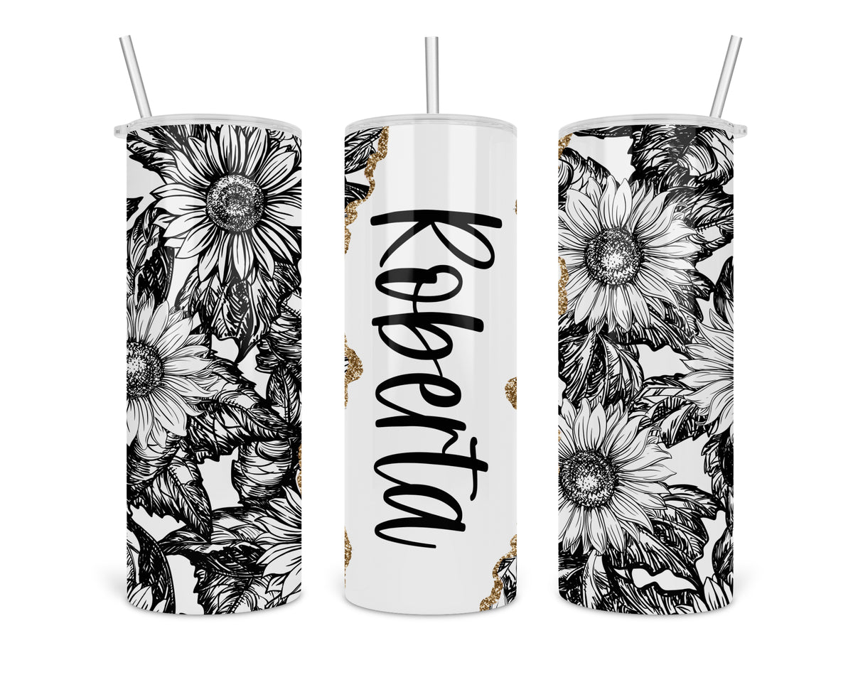 20 Oz Skinny Tumbler, Modern Look Flower Skinny Tumbler, Line Drawings of  Flowers Tumbler, 20 Oz Stainless Steel Tumbler 