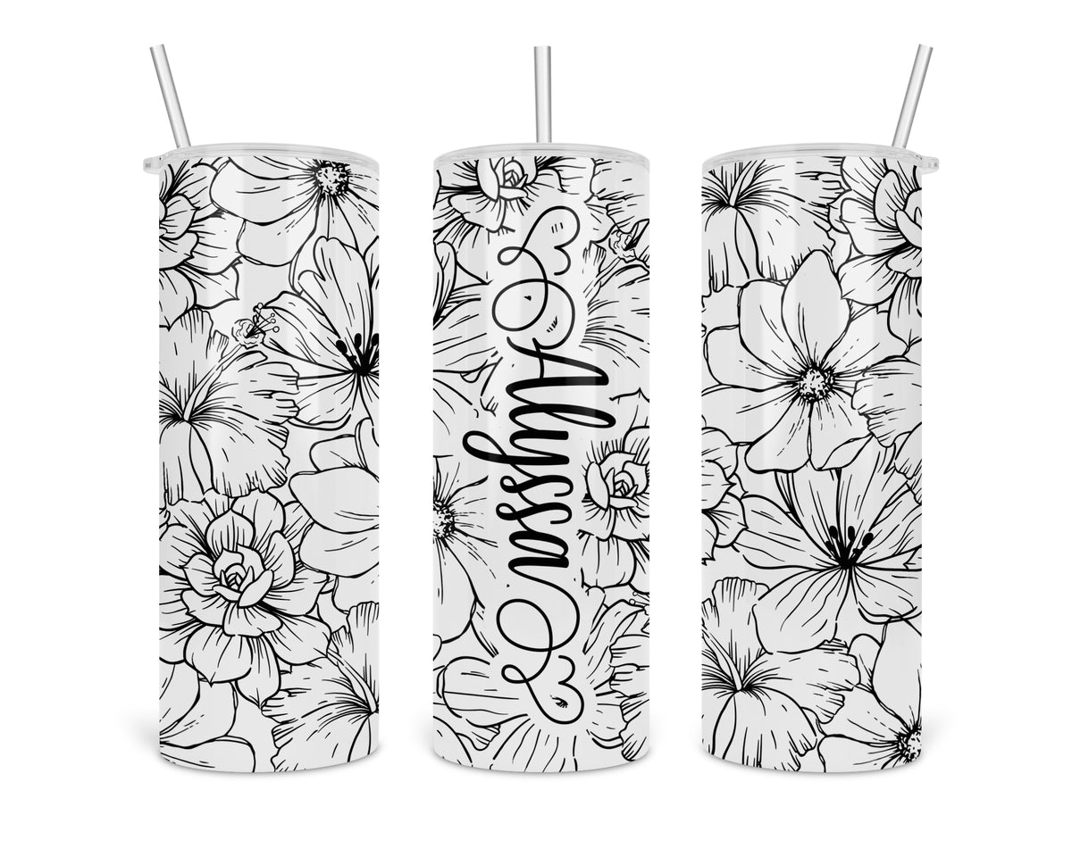 Floral Moon Monogram Personalized 15oz Tumbler With Handle - Expressed In  Prints