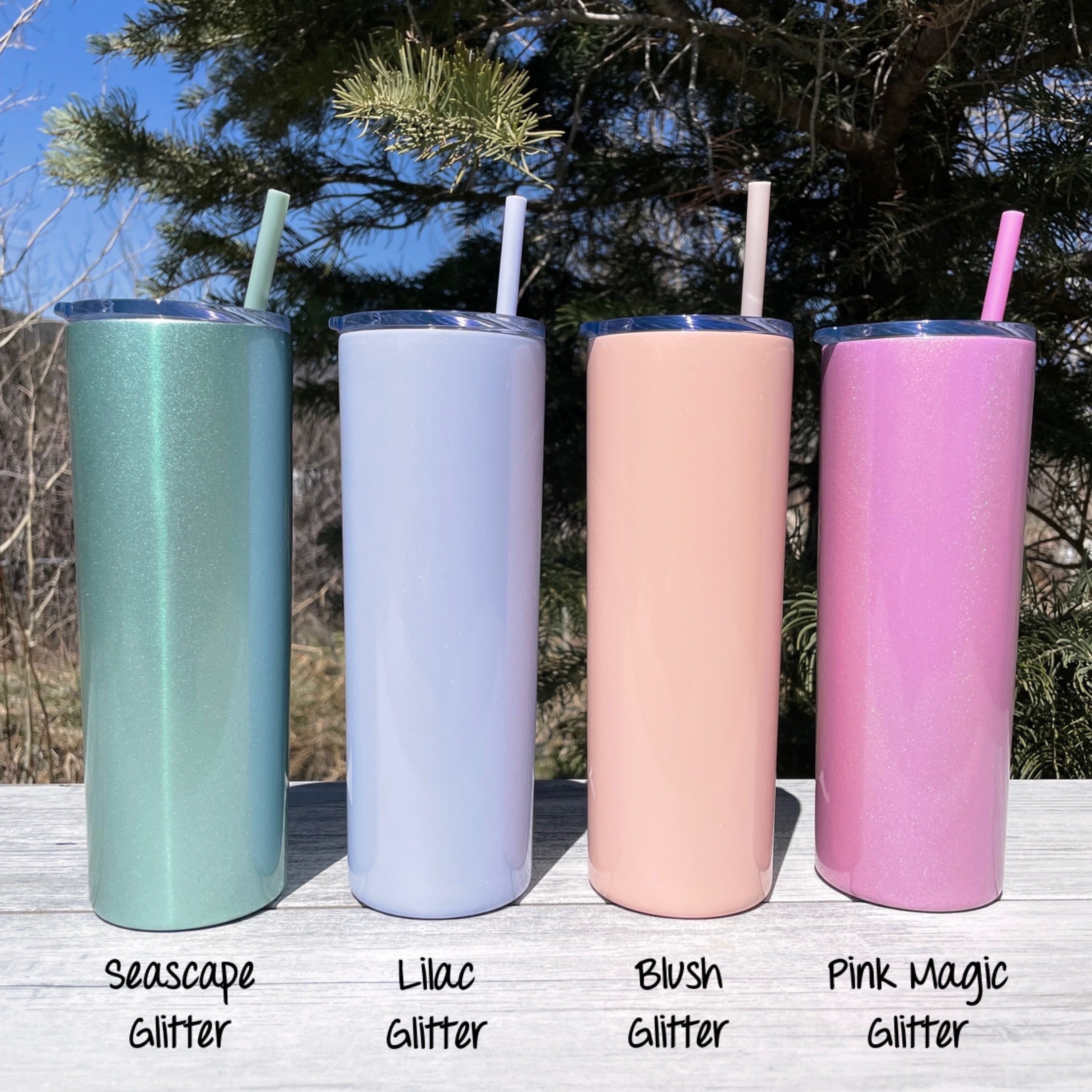Engraved Personalized Skinny Tumbler with Straw